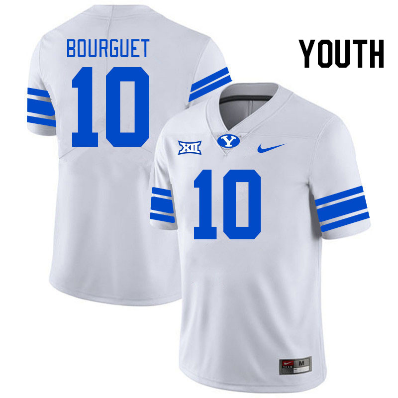 Youth #10 Treyson Bourguet BYU Cougars College Football Jerseys Stitched Sale-White